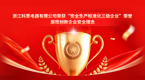 浙江科恩電器有限公司榮獲“安全生產標準化三級企業”榮譽，展現創新企業安全理念！